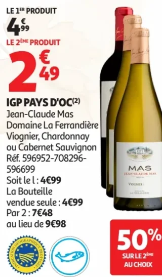IGP Pays d'Oc 2025 Jean-Claude Mas Domaine La Ferrandière Viognier, Chardonnay ou Cabernet Sauvignon