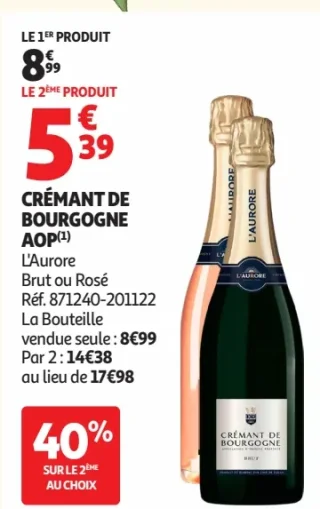 Crémant de Bourgogne AOP L'Aurore Brut ou Rosé