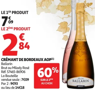 Crémant de Bordeaux AOP Ballarin Brut ou Milady Rosé