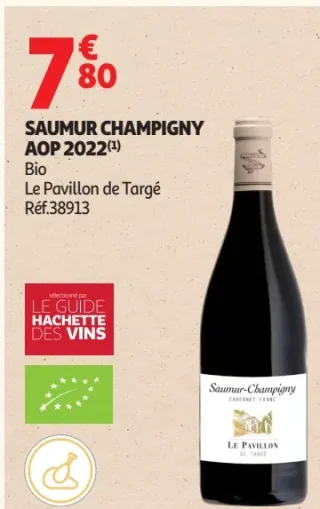 Vin rouge Saumur Champigny AOP 2022 Bio Le Pavillon de Targé