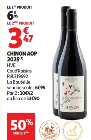 Vin rouge Chinon AOP 2025 Coud'Raisins
