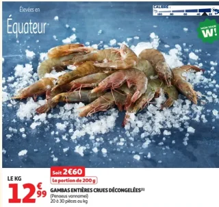 GAMBAS ENTIÈRES CRUES DÉCONGELÉES