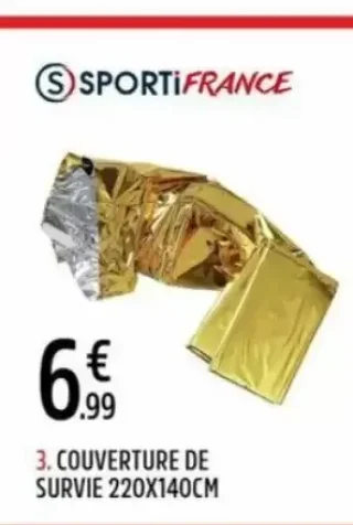 Couverture de survie SportiFrance 220x140cm