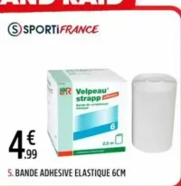 Bande adhésive élastique SportiFrance Velpeau strapp adhesive 6cm