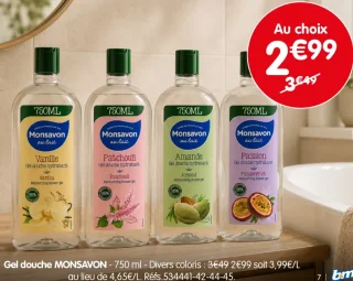 Gel douche MONSAVON - 750 ml - Divers coloris