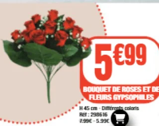 Bouquet de roses et de fleurs gypsophiles