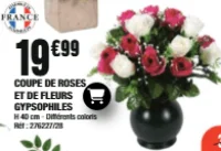 Coupe de roses et de fleurs gypsophiles
