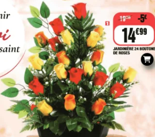 Jardinière 24 boutons de roses