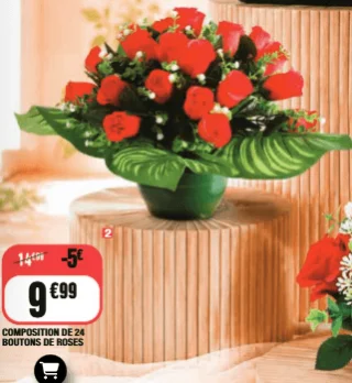 Composition de 24 boutons de roses