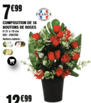 Composition de 18 boutons de roses