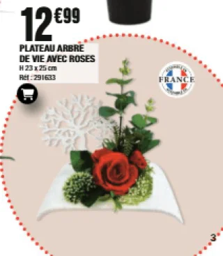 Plateau arbre de vie avec roses