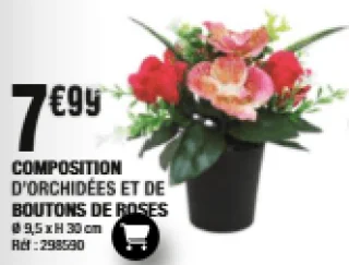 Composition d'orchidées et de boutons de roses