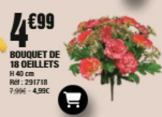 Bouquet de 18 oeillets artificiels