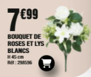 Bouquet de roses et lys blancs artificiel