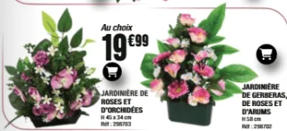 Jardinière de roses et d'orchidées / Jardinière de gerberas, de roses et d'arums au choix
