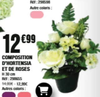COMPOSITION D'HORTENSIA ET DE ROSES