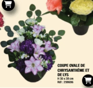 COUPE OVALE DE CHRYSANTHÈME ET DE LYS