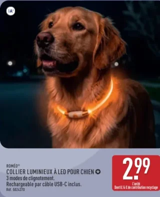 Roméo Collier lumineux à LED pour chien