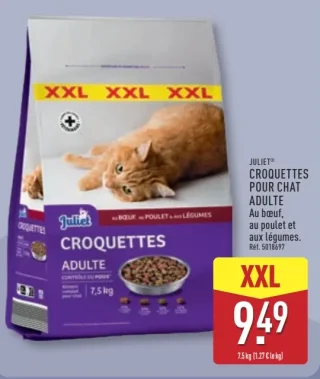 Juliet Croquettes pour chat adulte XXL Au bœuf, au poulet et aux légumes