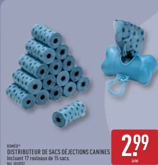 Distributeur de sacs déjections canines Roméo