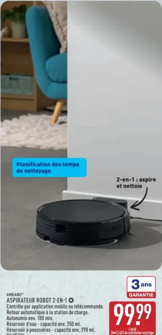 AMBIANO® ASPIRATEUR ROBOT 2-EN-1