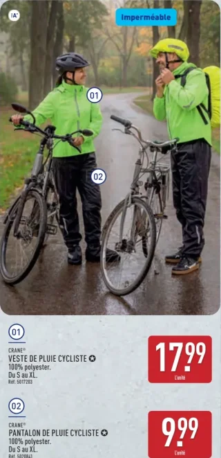 CRANE® Veste ou pantalon de pluie cycliste