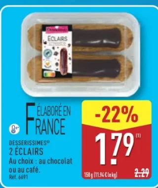 Dessersissimes 2 Éclairs au choix: au chocolat ou au café