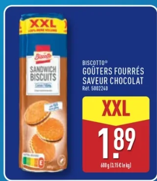 Biscotto Goûters Fourrés Saveur Chocolat XXL