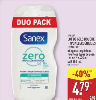 SANEX® LOT DE GELS DOUCHE HYPOALLERGÉNIQUES Hydratant