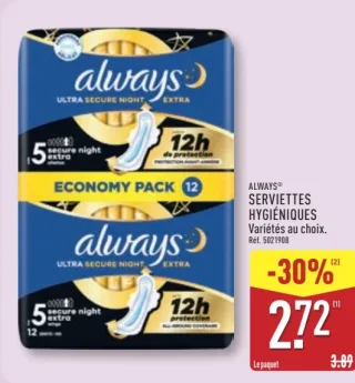 Always Serviettes Hygiéniques Ultra Secure Night Extra