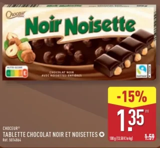 CHOCEUR® TABLETTE CHOCOLAT NOIR ET NOISETTES