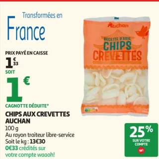 Chips aux crevettes Auchan