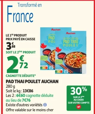 Pad thai poulet Auchan