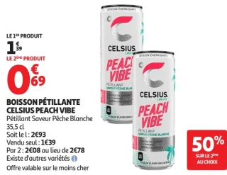 BOISSON PÉTILLANTE CELSIUS PEACH VIBE