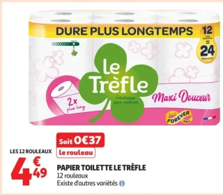 Papier toilette Le Trèfle Maxi Douceur