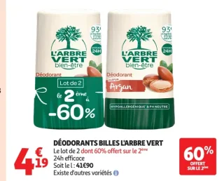 Déodorants billes L'Arbre Vert