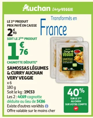 Samossas Légumes & Curry Auchan Very Veggie