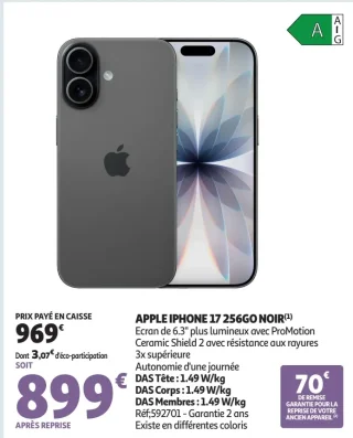 APPLE IPHONE 17 256GO NOIR