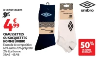 Chaussettes ou socquettes homme Umbro
