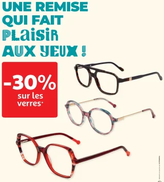 Remise de 30% sur les verres BBGR pour l'achat d'une monture chez Optique Auchan