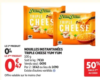 Nouilles instantanées Triple Cheese Yum Yum