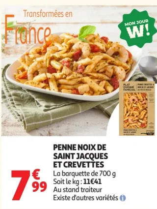 Penne Noix de Saint Jacques et crevettes