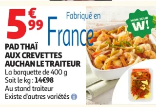Pad Thaï aux crevettes Auchan Le Traiteur