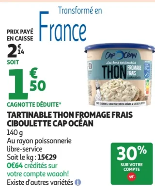 Tartinable Thon Fromage Frais Ciboulette Cap Océan