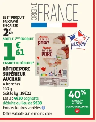 Rôti de porc superieur Auchan
