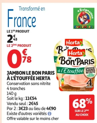Jambon Le Bon Paris à l'Etouffée Herta