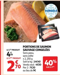 Portions de saumon sauvage congelées