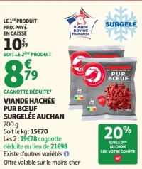 Viande hachée pur boeuf surgelée Auchan