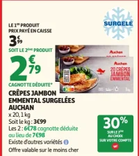 Crêpes jambon emmental surgelées Auchan