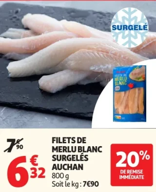 Filets de merlu blanc surgelés Auchan
